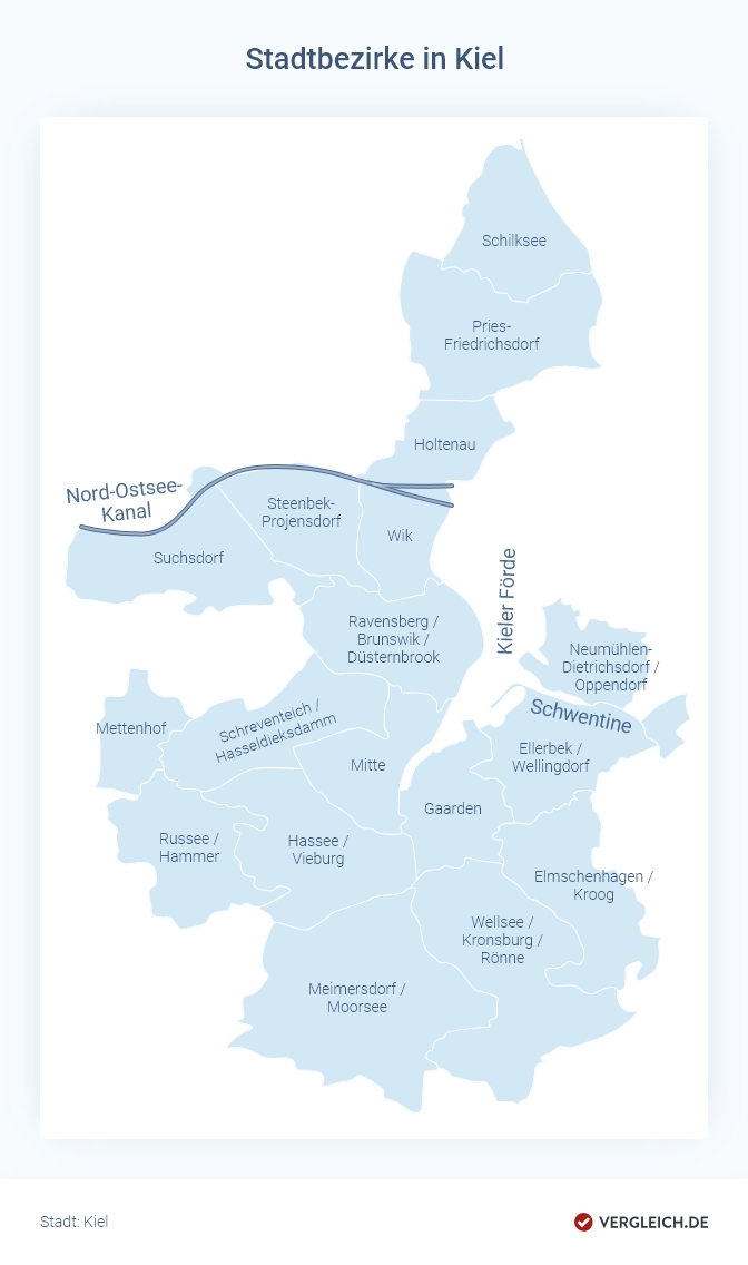 Stadtkarte: Die Bezirke in Kiel