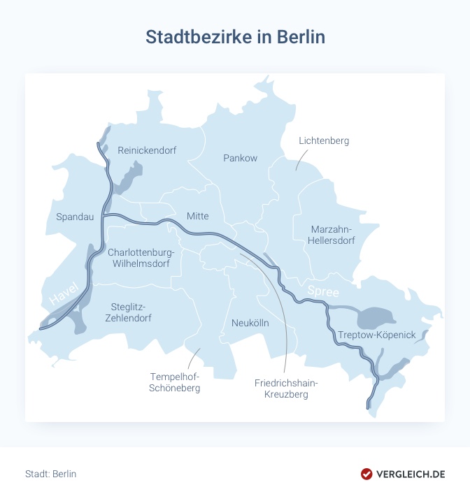 Stadtkarte: Die Bezirke in Berlin