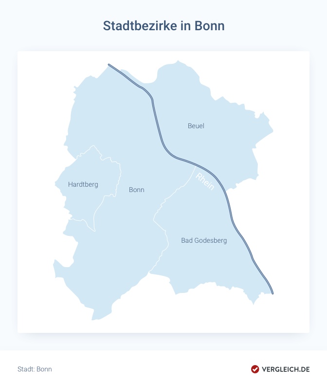 Stadtkarte: Die Bezirke in Bonn