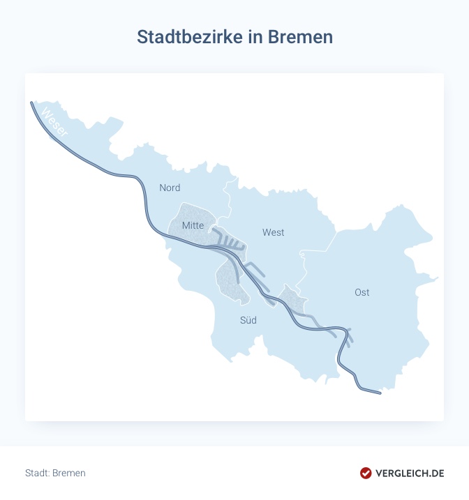 Stadtkarte: Die Bezirke in Bremen