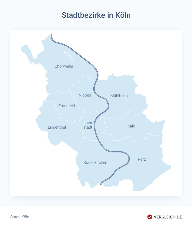 Stadtkarte: Die Bezirke in Köln