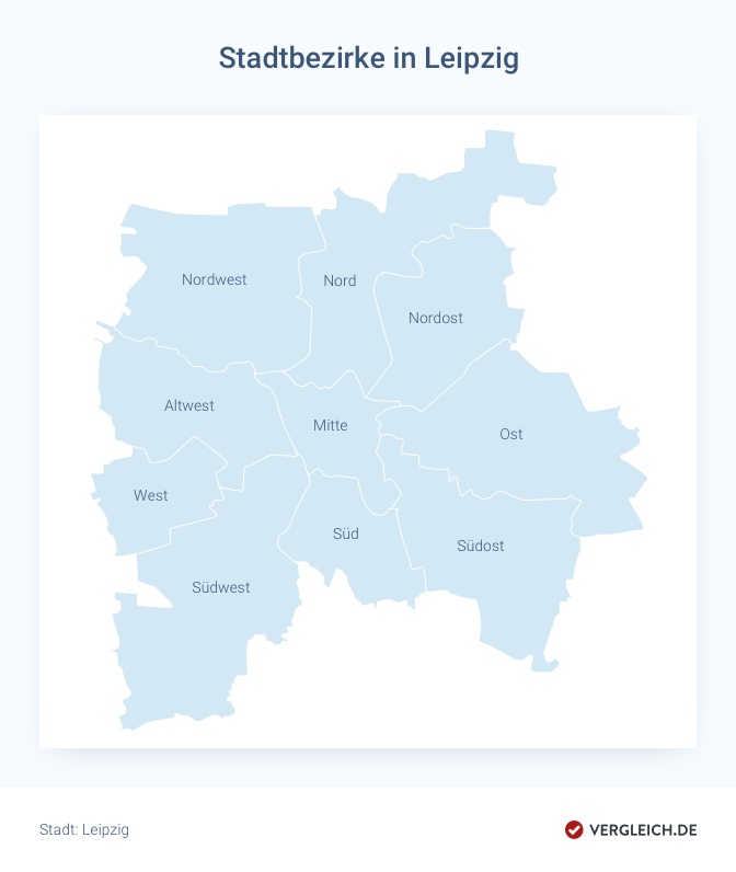Stadtkarte: Die Bezirke in Leipzig