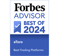 Testsiegel: etoro ist mit dem Testsiegel (Advisor - Best of 2024, Trading Platforms) ausgezeichnet. Herausgeber: Forbes