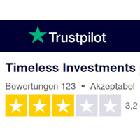 Testsiegel: 123 Bewertungen mit der Auszeichnung "akzeptabel" sind über Timeless Investments auf Trustpilot nachzulesen.