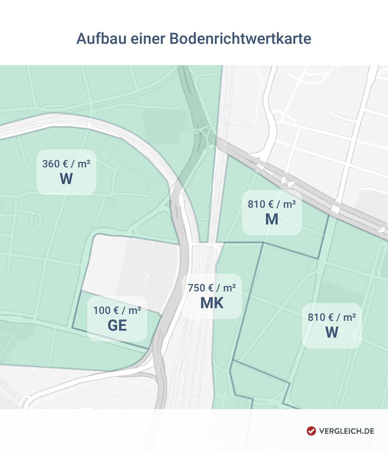 Beispiel für die Ansicht einer Bodenrichtwertkarte